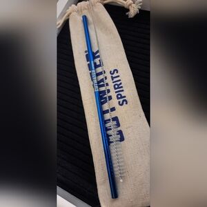 Cutwater Spirits Reusable Metal Straw With Bag And Cleaning Tool Blue